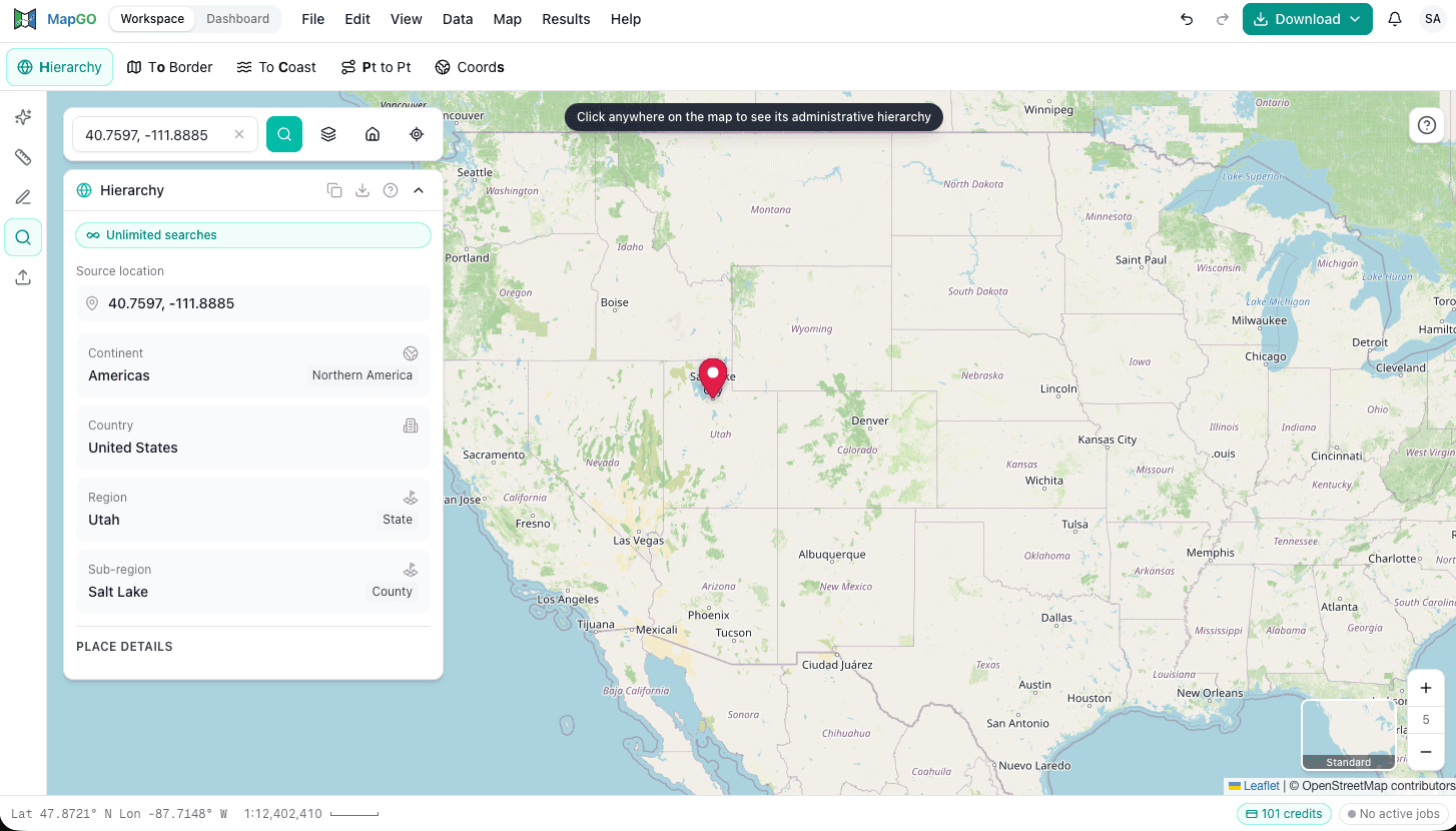 Location hierarchy in the workspace