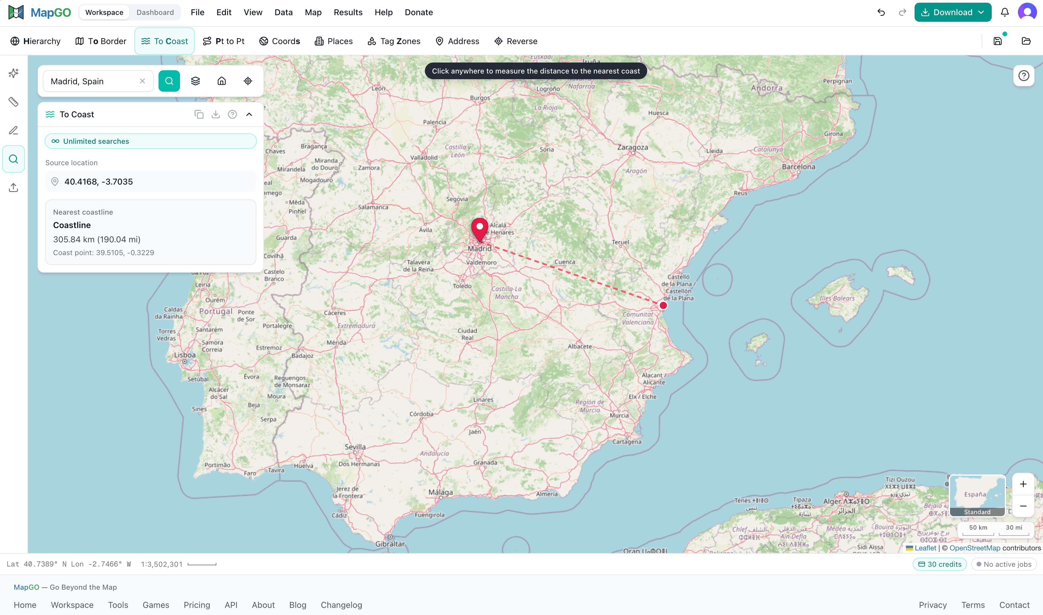 The MapGO workspace