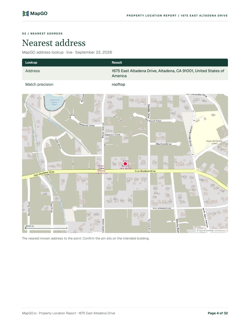 Sample Property Location Report, page 4
